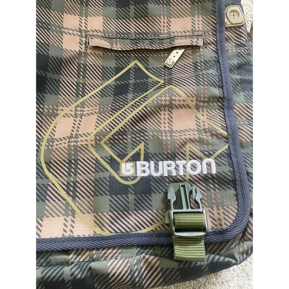 Burton Messenger Bag Laptop Bag Green Plaid Travel - Crossbody Multi Compartment - Picture 9 of 10